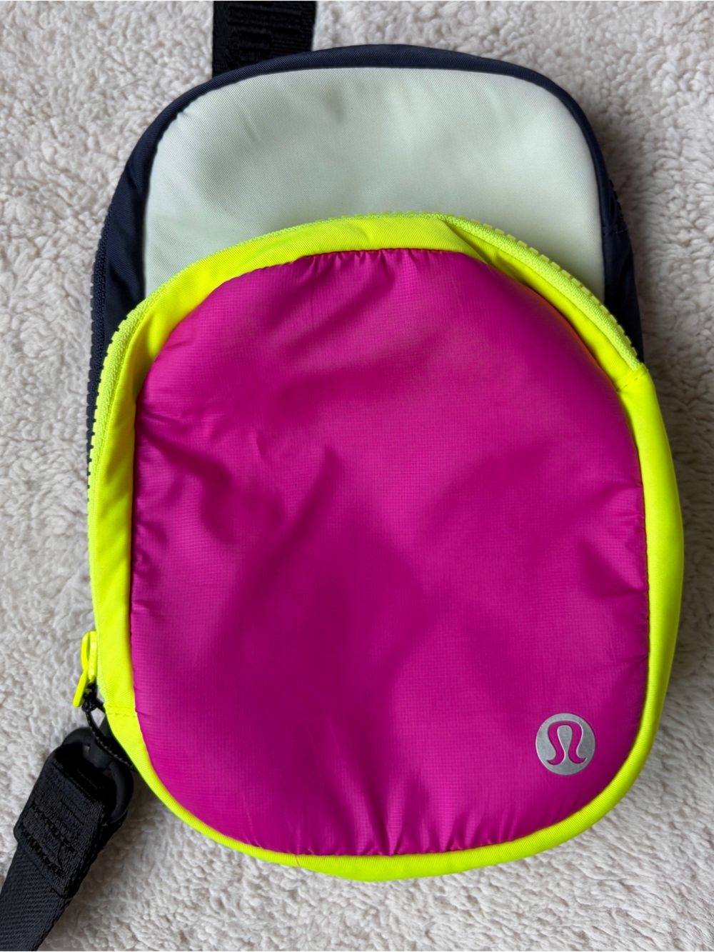 Lululemon The Rest is Written Gray, Neon Pink & Yellow Mini Crossbody Bag